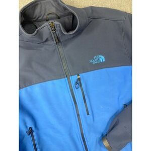 The North Face Softshell Jacket Blue Mens XL Full Zip Mock Neck Fleece Lined